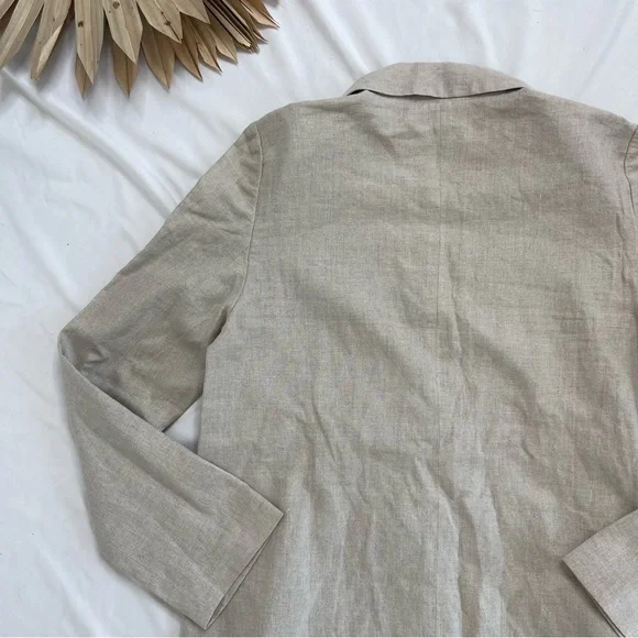 Laude The Label Linen Beige Tan Neutral Oversized Relaxed Blazer Jacket Size XS